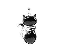 Beau collier pendentif en forme de chat pour jeune femme cadeau d'anniversaire thème chat bijoux-onyx noir
