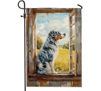 Beau drapeau bleu de berger australien pour le printemps et l'été, drapeau décoratif pour la maison, drapeau de patio double face pour amoureux des animaux, 30,5 x 45,7 cm