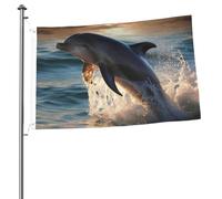 Beau drapeau dauphin 6,1 x 0,9 m imprimé double face drapeaux de jardin drapeau de cour pour l'extérieur drapeaux de vacances, bannière cadeau avec œillets toile de fond photo pour décoration