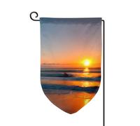 Beau drapeau de bienvenue imprimé océan lever de soleil décoration extérieure tous temps jardin patio drapeau 30,5 x 45,7 cm plusieurs formes