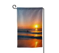 Beau drapeau de bienvenue imprimé océan lever de soleil décoration extérieure tous temps jardin patio drapeau 30,5 x 45,7 cm plusieurs formes