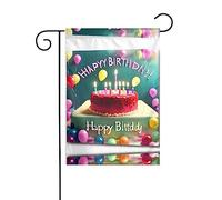 Beau drapeau de décoration extérieure « Happy Birthday » - Drapeau de jardin à suspendre - Petit drapeau de jardin - Drapeau de Noël d'hiver - 30,5 x 45,7 cm
