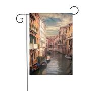 Beau drapeau de jardin avec vue sur le canal de Venise, 30,5 x 45,7 cm, double face, drapeau de bienvenue vertical, ne se décolore pas, bannière pour ferme, cour, décoration extérieure