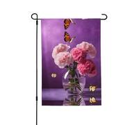 Beau drapeau de jardin double face violet papillon floral 71,1 x 101,6 cm (léger) - Impression intégrale vibrante pour cour, jardin, terrasse ou porche