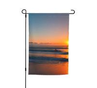 Beau drapeau de jardin floral imprimé lever de soleil océan 30,5 x 45,7 cm toutes saisons extérieur cour décoration épaisse pour pelouses drapeau