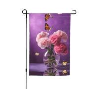 Beau drapeau de jardin floral papillon violet 30,5 x 45,7 cm - Drapeau décoratif en polyester imprimé double face durable pour cour, terrasse et balcon