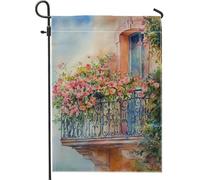 Beau drapeau de jardin floral printanier, bannière de jardin en fleurs de pêcher, bannière de cour, article décoratif double face pour pelouse, décoration d'intérieur saisonnière 30,5 x 45,7 cm