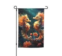 Beau drapeau de jardin imprimé couple hippocampe 30,5 x 45,7 cm - Drapeaux saisonniers double face pour extérieur, cour, porche, décoration de fête