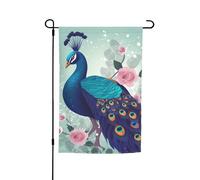 Beau drapeau de jardin paon et floral pour l'extérieur 30,5 x 45,7 cm, drapeau de jardin saisonnier double face avec œillets, drapeau d'extérieur pour décoration de maison, toile de fond pour photo