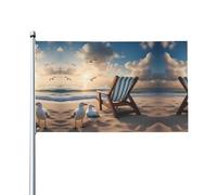 Beau drapeau décoratif bleu ciel et mer (0,9 x 1,5 m), durable et résistant à la lumière, drapeau de mariage cour en plein air anniversaire