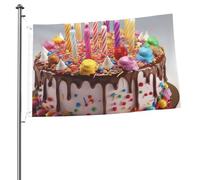 Beau drapeau « Happy Birthday » de 61 x 91 cm - Impression double face - Drapeau de jardin pour l'extérieur - Drapeaux de vacances - Bannière cadeau avec œillets - Toile de fond pour photo pour