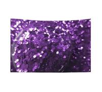 Beau drapeau violet à paillettes avec 4 œillets, drapeaux unilatéraux en polyester durable, bannières résistantes aux intempéries pour dortoir, fête, tournage, festival, décoration de 119,4 x 177,8 cm
