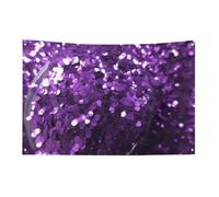 Beau drapeau violet à paillettes avec 4 œillets, drapeaux unilatéraux en polyester durable, bannières résistantes aux intempéries pour dortoir, fête, tournage, festival, décoration de 152,4 x 243,8 cm