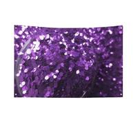 Beau drapeau violet à paillettes avec 4 œillets, drapeaux unilatéraux en polyester durable, bannières résistantes aux intempéries pour dortoir, fête, tournage, festival, décoration de 88,9 x 150 cm