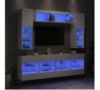 BEAU Ensemble de meubles TV muraux 6 pcs - Buffet télévision armoire HiFi - avec lumières LED - blanc mode555084