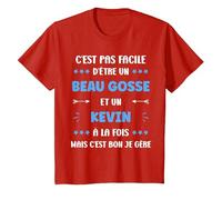 Beau Gosse Super Kevin garçon prénom Humour Kevin T-Shirt, Enfant, Rouge, 6 Ans
