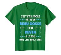 Beau Gosse Super Kevin garçon prénom Humour Kevin T-Shirt, Enfant, Vert Kelly, 12 Ans