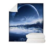 Beau Impression Série Paysage Couverture,Bleu Rouge Galaxie Ciel étoilé Montagne Lac Tapis de Yoga/Couverture à Lancer pour Les Adultes Enfant Pique-nique/Camping/Un Canapé (130 x 150 cm, Style 4)
