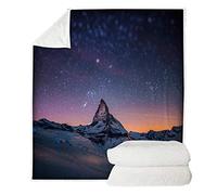 Beau Impression Série Paysage Couverture,Bleu Rouge Galaxie Ciel étoilé Montagne Lac Tapis de Yoga/Couverture à Lancer pour Les Adultes Enfant Pique-nique/Camping/Un Canapé (150 x 200 cm, Style 3)