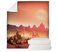 Beau Impression Série Paysage Couverture,Bleu Rouge Galaxie Ciel étoilé Montagne Lac Tapis de Yoga/Couverture à Lancer pour Les Adultes Enfant Pique-nique/Camping/Un Canapé (130 x 150 cm, Style 1)