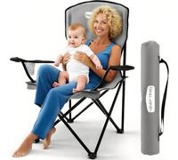 BEAU JARDIN Chaises de camping pliantes pour adultes - 150 kg - Sac de transport léger - Chaises pliantes pour randonnée, pique-nique, pêche, spectateur, extérieur - Gris