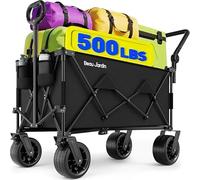 Beau Jardin XXL Chariot de Jardin Pliable - 300L 250kg Charge Maxi, Roues Tout-Terrain 16cm & Poignée Réglable, pour Plage/Camping/Jardin (Noir)