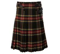 Beau Kilt Ecossais Jupe Kilt pour Homme Écossais Ceinture À Carreaux Traditionnelle Plissée Chaîne Bilatérale Marron Got