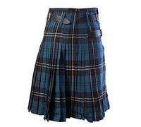 Beau Kilt Ecossais Jupe Kilt pour Hommes Écossais Ceinture À Carreaux Traditionnelle Plissée Chaîne Bilatérale Marron Go