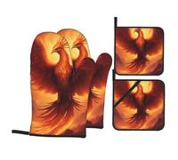Beau kit de cuisson Phoenix durable, gants de four et maniques avec design imperméable et protection contre la chaleur