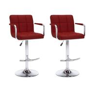 BEAU Lot de 2 Tabourets de bar - chaises de comptoir - Rouge bordeaux similicuir,46x49x93 cm mode992496