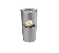 Beau lotus blanc Gobelet isotherme en acier inoxydable double paroi