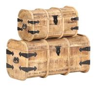 BEAU Malle/coffre Intérieur - Coffres de rangement - 2 pcs Bois de manguier massif mode403275