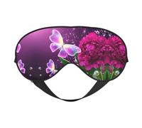 Beau masque de sommeil en satin violet à imprimé floral et papillon | Masque de sommeil profond pour homme et femme | Masque de sommeil doux pour nourrir la peau
