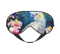Beau masque de sommeil imprimé cacatoès oiseau fleur pour femmes hommes impression double face en soie douce masque pour les yeux yeux couverture ombre