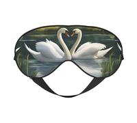Beau masque de sommeil imprimé cygnes blancs sur le lac, couverture douce et respirante pour les voyages, le travail de nuit et la méditation