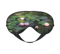Beau masque de sommeil imprimé fleur de lotus en soie couverture des yeux en satin doux bandeau élastique ombre à paupières nuit voyage sieste pour femmes hommes