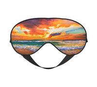 Beau masque de sommeil imprimé plage au coucher du soleil en soie couverture des yeux en satin doux bandeau élastique ombre à paupières nuit voyage sieste pour femmes hommes