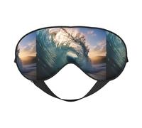 Beau masque de sommeil imprimé vagues de l'océan, couverture douce et respirante pour les voyages, le travail de nuit et la méditation