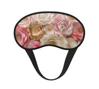 Beau masque de sommeil occultant à imprimé de fleurs blanches et dorées pour homme et femme, masque pour les yeux zéro pression oculaire pour les voyages et tout autour du sommeil