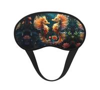 Beau masque de sommeil occultant avec imprimé hippocampe - Couvre-yeux confortable, réglable, parfait pour les voyages, la méditation et le camping