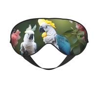 Beau masque de sommeil pour homme et femme avec motif cacatoès et fleur, 100 % occultant, sans pression sur les yeux, doux et respirant