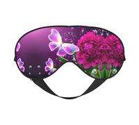 Beau masque doux pour les yeux à imprimé floral et papillon violet, couverture douce double face pour le sommeil, les voyages, le yoga, sangle réglable, bloque la lumière