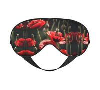 Beau masque doux pour les yeux avec imprimé de fleurs de coquelicot rouge, couverture douce double face pour le sommeil, les voyages, le yoga, sangle réglable, bloque la lumière