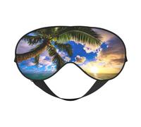 Beau masque pour les yeux au lever du soleil imprimé océan double face, design réversible, réglable pour un ajustement parfait, bloque la lumière du masque pour les yeux