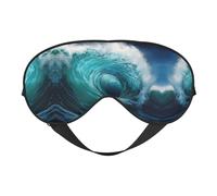 Beau masque pour les yeux doux imprimé vagues de l'océan - sommeil confortable, ombre de nuit élastique, couvre-yeux pour voyage, méditation