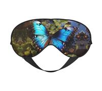 Beau masque pour les yeux en forme de papillon bleu pour dormir, masque de sommeil bloquant parfaitement la lumière pour les femmes et les hommes, bandeau doux et confortable pour les voyages