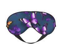 Beau masque pour les yeux violet imprimé papillon confortable respirant réglable hommes femmes léger voyage yoga travail