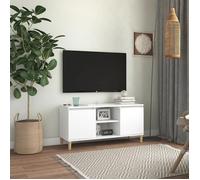 BEAU Meuble TV Buffet télévision armoire HiFi - avec pieds en bois massif Blanc 103,5x35x50 cm mode656844
