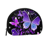 Beau mini porte-monnaie imprimé papillon lumineux avec fermeture éclair - Petit portefeuille pour homme et femme - Organiseur compact pour argent de voyage, Noir , Taille unique