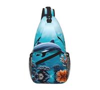 Beau monde sous-marin dauphins corail imprimé bandoulière réglable et rembourré sac de poitrine sac bandoulière sac bandoulière sac bandoulière sac à bandoulière pour voyage, travail et usage